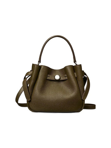 Round Button Mini Bucket Handbag With Cross Strap