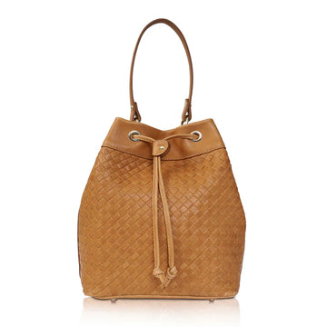 Woven Drawstring Convertible Bucket Crossbody Bag