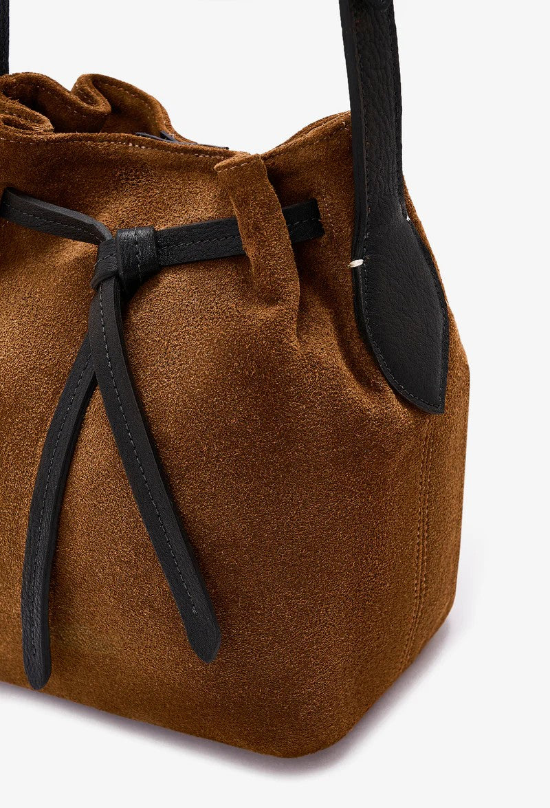 Knotted Drawstring Small Bucket Crossbody Bag